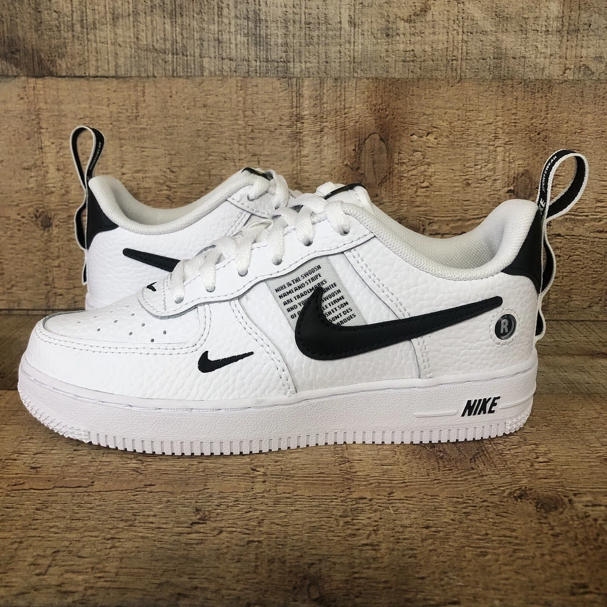 Nike Air Force 1 LV8 Utility GS White Black Kids Youth Shoes AV4272 100 Sz  1Y