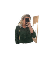 NOW £10 !!~ BNWT~ Designer Boutique Green Corduroy Crop Jacket with Hood~8/10/12