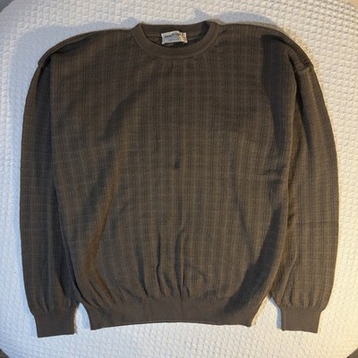 Tricots St. Raphael Men s Textured Knit Sweater L Brown Made in USA Vintage