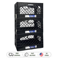 Gorilla Crate 24QT Milk Storage Crates 3 Pack Heavy Duty Stackable Black