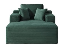 Oversized Convertible Corduroy Chaise Lounge Sleeper Sofa - Dark Green