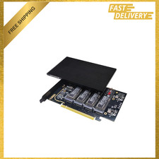 PCIe 4.0 x16 to M.2 M-Key NVMe SSD Expansion Card Support 4 Drives Heatsink