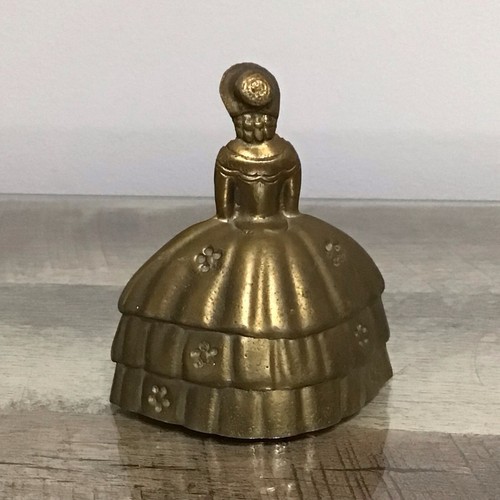 Vintage Brass Southern Belle Crinoline Lady Figurine Paperweight Bell Home Decor - Picture 4 of 13