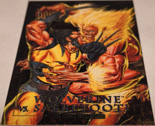 Marvel Masterpieces 1992 SkyBox Wolverine vs Sabretooth Trading Card #3-D