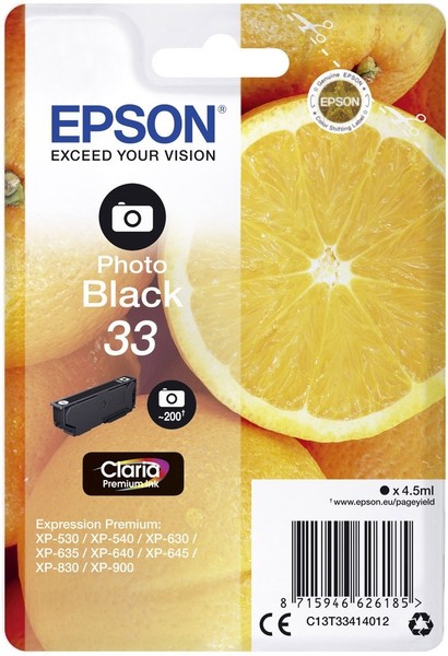 Original Epson Tintenpatrone T3341 Schwarz 4,5 Ml Ca. 200 Seiten Claria Orange-image