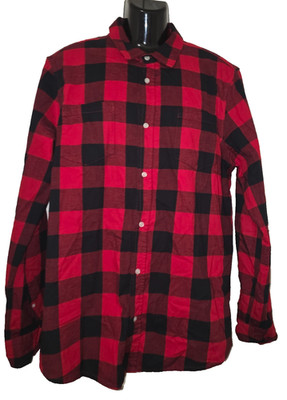 Two Heads on Gold Men s Blue Plaid Button-Up Long Sleeve Shirt Size XXL M015A