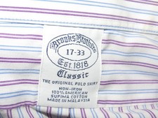 BROOKS BROTHERS Men's 17 33 Dress Shirt Purple White Blue Stripe Non Iron