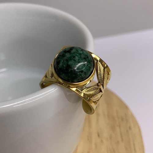 Kopen Australia | African Green Turquoise Gold Plated Boho Leaf Ring Maximalist - Picture 1 of 9