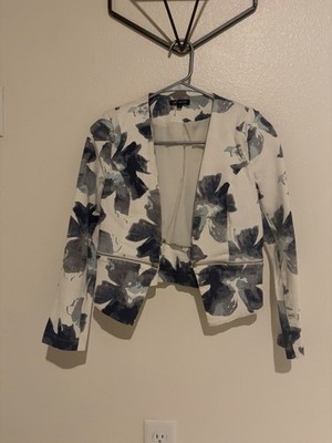 Floral print White And Blue Blazer Jacket Size Small