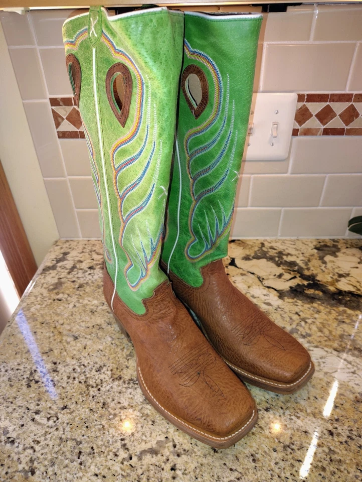 EUC Twisted X Brown Calfskin Leather Buckaroo Cowboy Boots - US Size 12 D (Mens) - Image 3 of 4