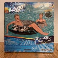 H2O Go! Rhino Rider Swim Ring 47" Inflatable Pool Beach Float Ages 12+, New