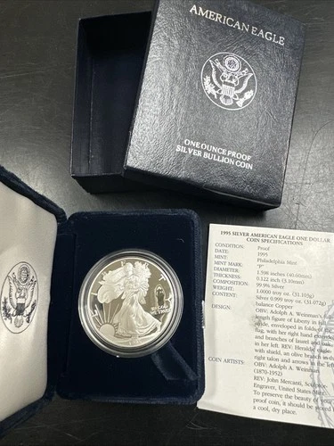 1995 P American Eagle Silver Bullion Proof $1 Coin OGP COA