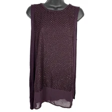 Apt 9 Longline Sleeveless Sparkle Tank Top Womens Medium Dressy Office Layer NYE