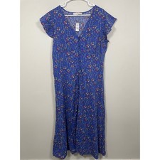 NWT Loft Floral Button Front Maxi Dress in Blue Size 12 Spring Summer Feminine