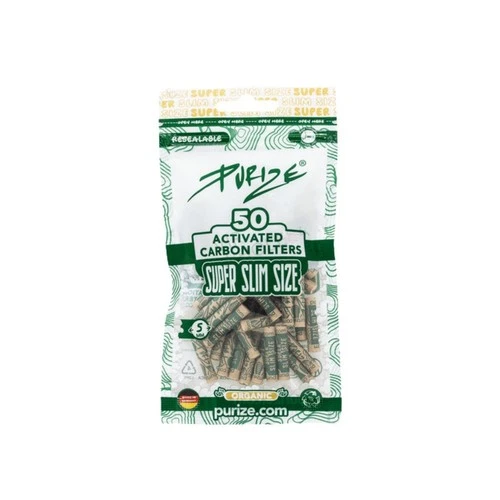 Purize Filters Super Slim Organic Activated Charcoal 50 Pack Tips Smoking Slim