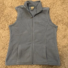 LL Bean Fleece Vest Womens Small Full Zip Blue Stretch Funnel Neck Polartec