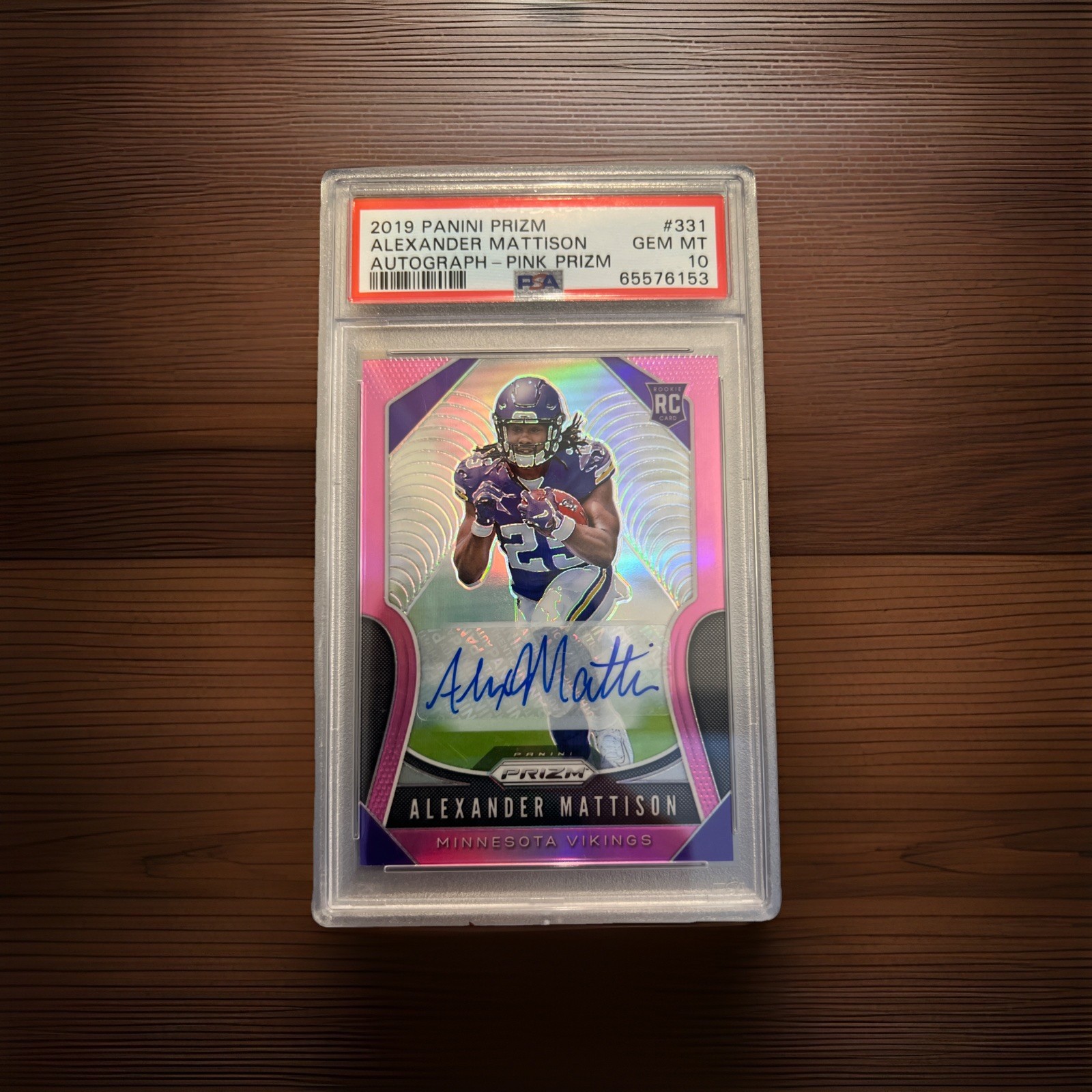 2019 PANINI PRIZM #331 ALEXANDER MATTISON AUTOGRAPH-PINK PRIZM PSA 10