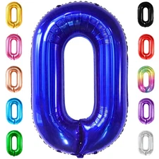 Giant Navy Blue Number 0 Balloon - 40 Inch Mylar for Birthdays and Events