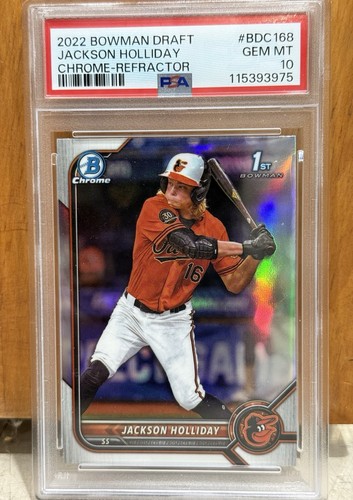 2022 Bowman Draft Jackson Holliday Chrome Refractor #BDC168  Bowman 1st PSA 10