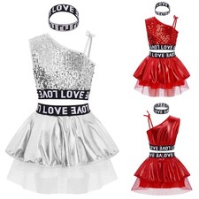Girls Outfits Sleeveless Dancewear Vest Set One Shoulder Ballroom Dance Modern