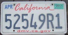 CALIFORNIA Lipstick style License Plate Nice condition Your choice FREE