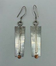 Modernist Sterling Silver 925 & Copper Accent Earrings