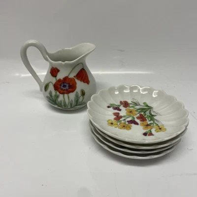 Ensemble 4Nicole Bernardaud Limoges Assiettes & Cruche - Giroflée Main Peint - Photo 1/4