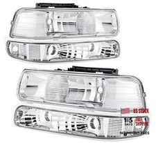 Headlights Assembly Compatible with 1999 2000 2001 2002 Chevy CHROME CLEAR