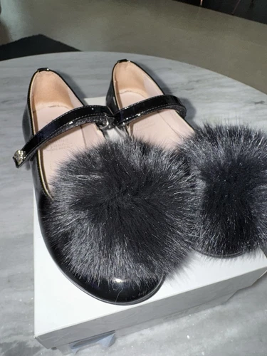 Scarpe da bambina Versace in pelliccia pom taglia 32EU PREZZO AL PUBBLICO £ 460 00