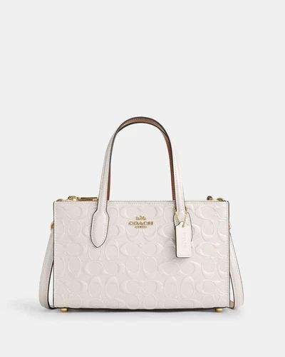 Nuova con etichette! Coach Nina piccola borsa tote in pelle firmata (COACH CT854) oro gesso