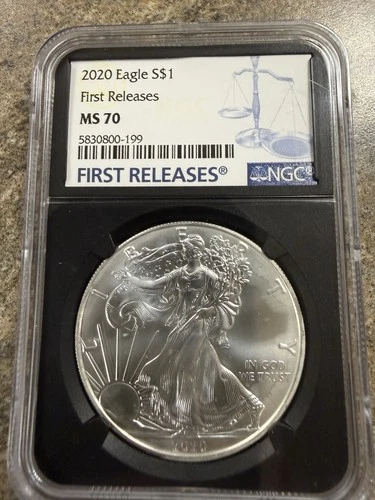 2020 $1 American Silver Eagle NGC MS70 First Release BLACK CORE