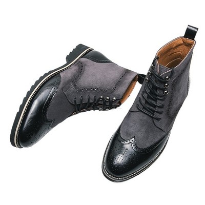 Leather Comfortable Lace Up Durable Fashion Shoes Men Outdoor Flats Ankle Boots