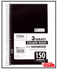 Mead Spiral Notebook, 3 Subject, College Ruled Paper, 150 Sheets, 9-1/2 x 5-1/2