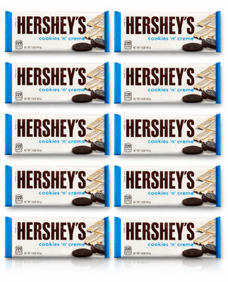 10 x Hershey's Cookies 'n' Creme White Chocolate Candy Bars 1.55 oz
