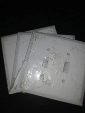 Lot Of 3 WJW-TT Jumbo Metal Wallplate Double Toggle Wall Plate  White Smooth