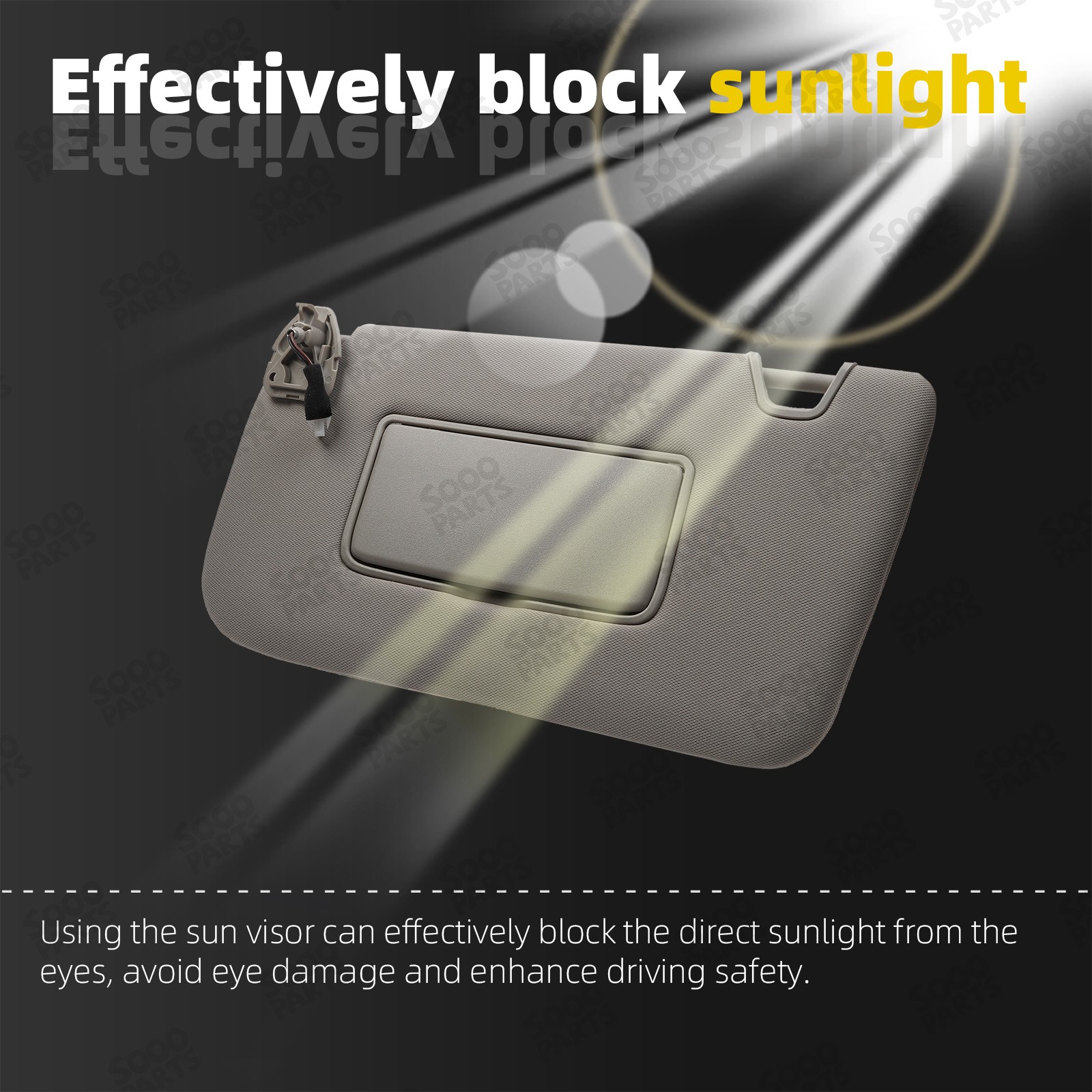 Left Driver Side Gray Sun Visor W/ Light For 2014-2020 Nissan Rogue 96401-4BA3E