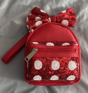 EUC Loungefly Disney Parks Minnie Mouse Sequin Wristlet Mini Backpack Belt Bag