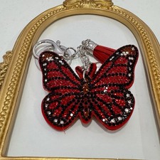 New Red Crystal Embellished Butterfly Keychain