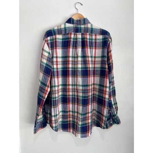 Ralph Lauren classic fit button up linen shirt colorful plaid long sleeve men XL - Picture 2 of 5
