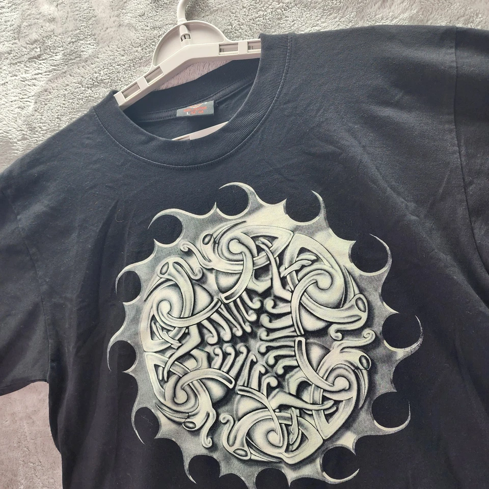 Camiseta Rock Eagle L Gráfico Tribal Doble Cara Calavera Tatuaje Motociclista Gótico Negro Foto 3 de 4