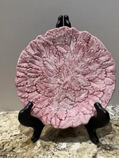 Ethan Allen Pink Leaf Majolica Plate