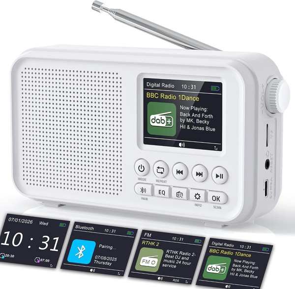 Dab/Dab+ Radio Tragbar 3000Mah Akku UKW Digitalradio Mit Bluetooth-image