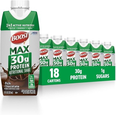 BOOST MAX Protein Shakes Ready to Drink - 30g High Protein Shake - Chocolate |