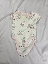 Disney Winnie The Pooh Bodysuit Baby Girls 3-6 Months Pink Trim One-piece