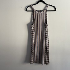 RVCA Women M Multicolor Stripe Retro Casual Sleeveless Halter Bailey Swing Dress