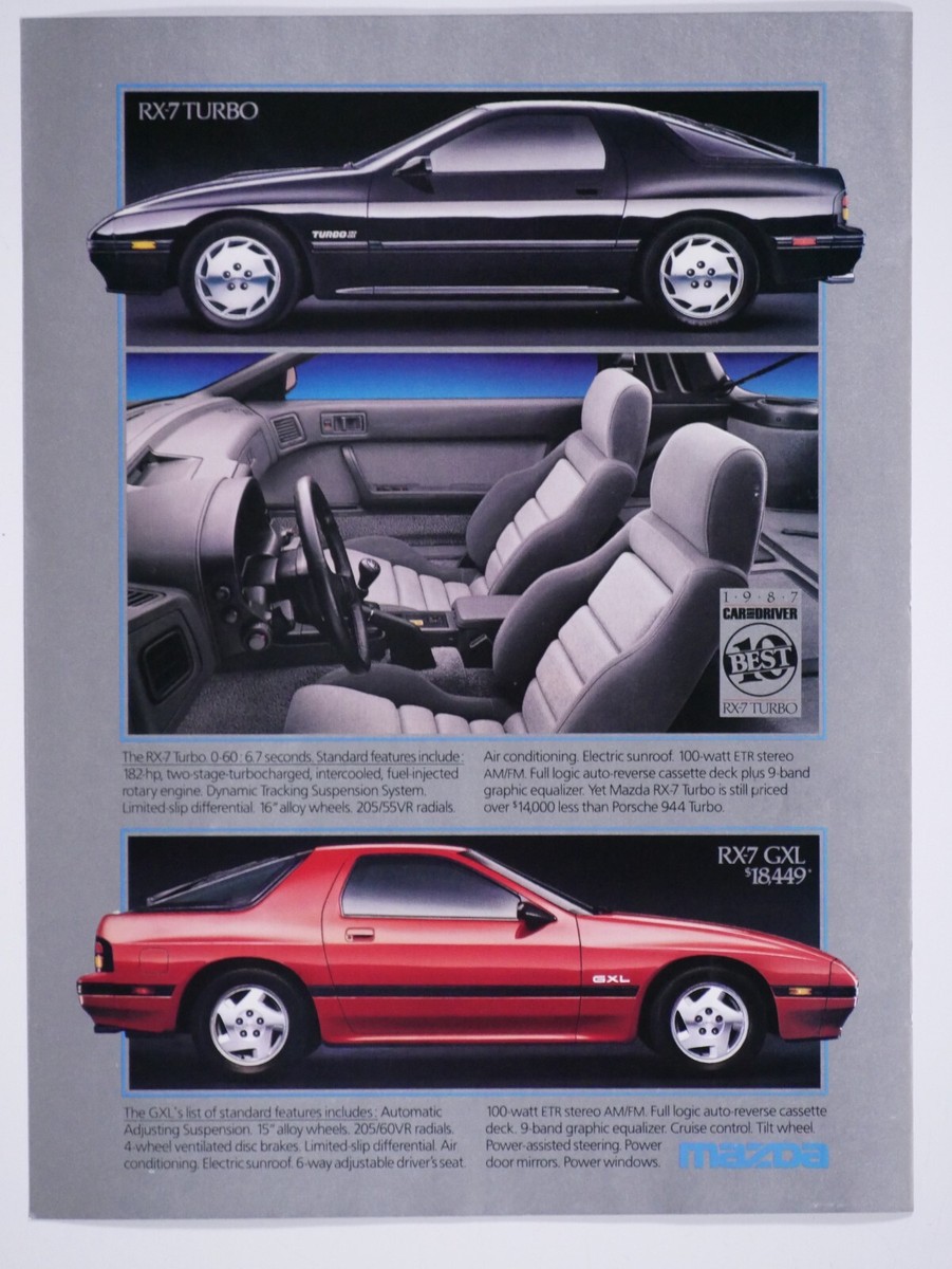 1987 Mazda RX 7 Vintage The New Generation Fold Out Original Print