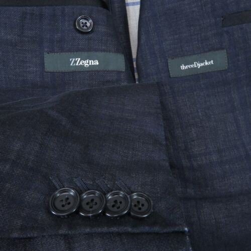 Zegna Blazer 40S Navy Linen Cotton Breathable Sport Coat Office Casual Jacket
