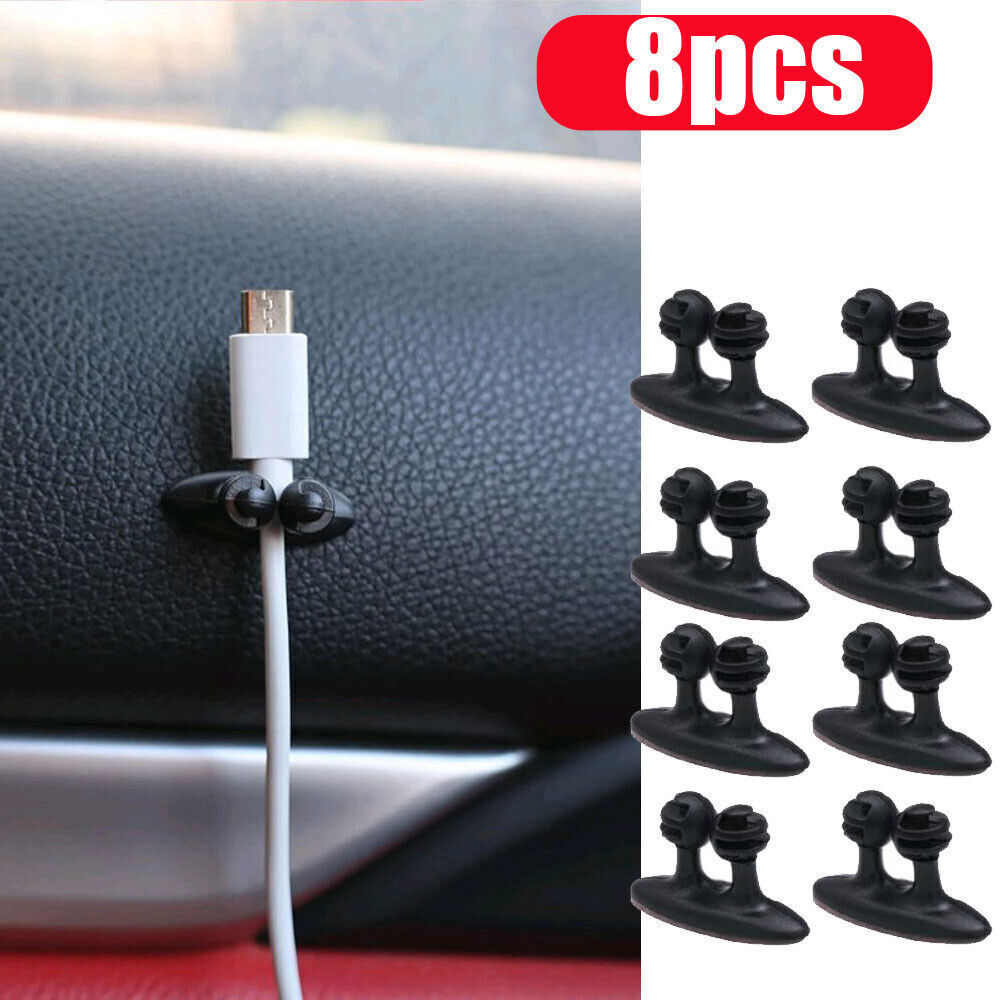 8x Car Interior Wire Cable Holder Clip Charger Line Organizer Auto