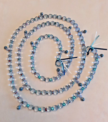 GIRLANDE FRÜHLING/OSTERN PERLEN/BLAU + PERLEN CHARMS WAND/BAUM/TISCH/KRANZ UNIKAT
