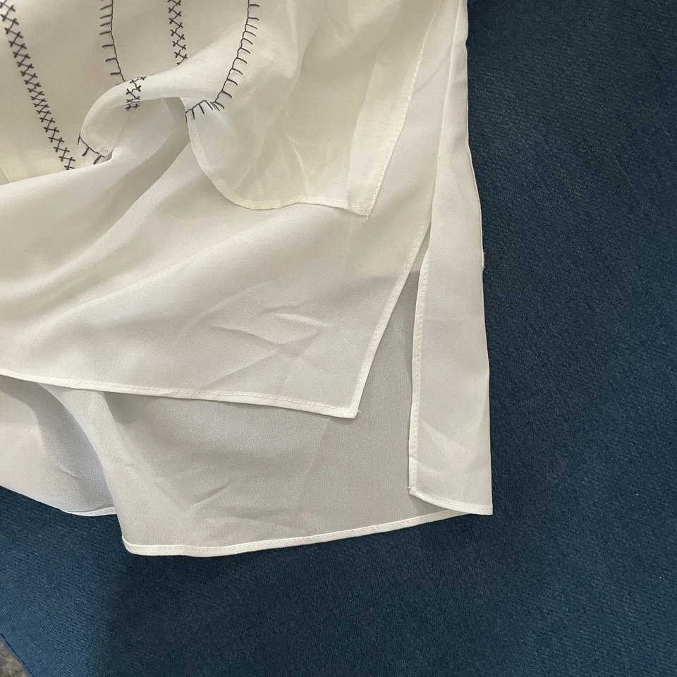 Top sin mangas de viscosa de seda EE By Etcetera para mujer talla XS/S marfil con abertura en capas Foto 4 de 4
